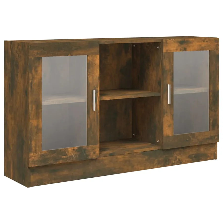Armoire à vitrine Chêne fumé 120x30,5x70 cm Bois d'ingénierie - 2