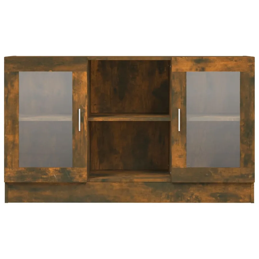 Armoire à vitrine Chêne fumé 120x30,5x70 cm Bois d'ingénierie - 4