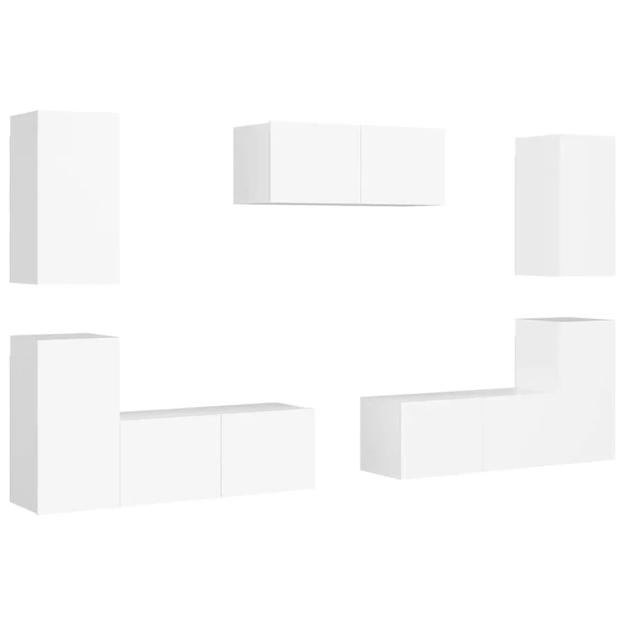 Ensemble de meubles TV 7 pcs Blanc Bois d'ingénierie - 2