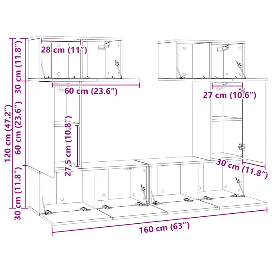 Ensemble de meubles TV 6 pcs Blanc Bois d'ingénierie - 15