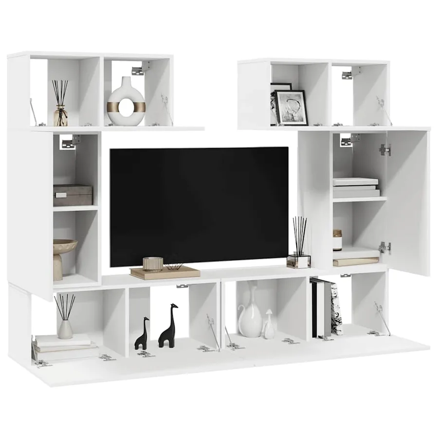Ensemble de meubles TV 6 pcs Blanc Bois d'ingénierie - 3
