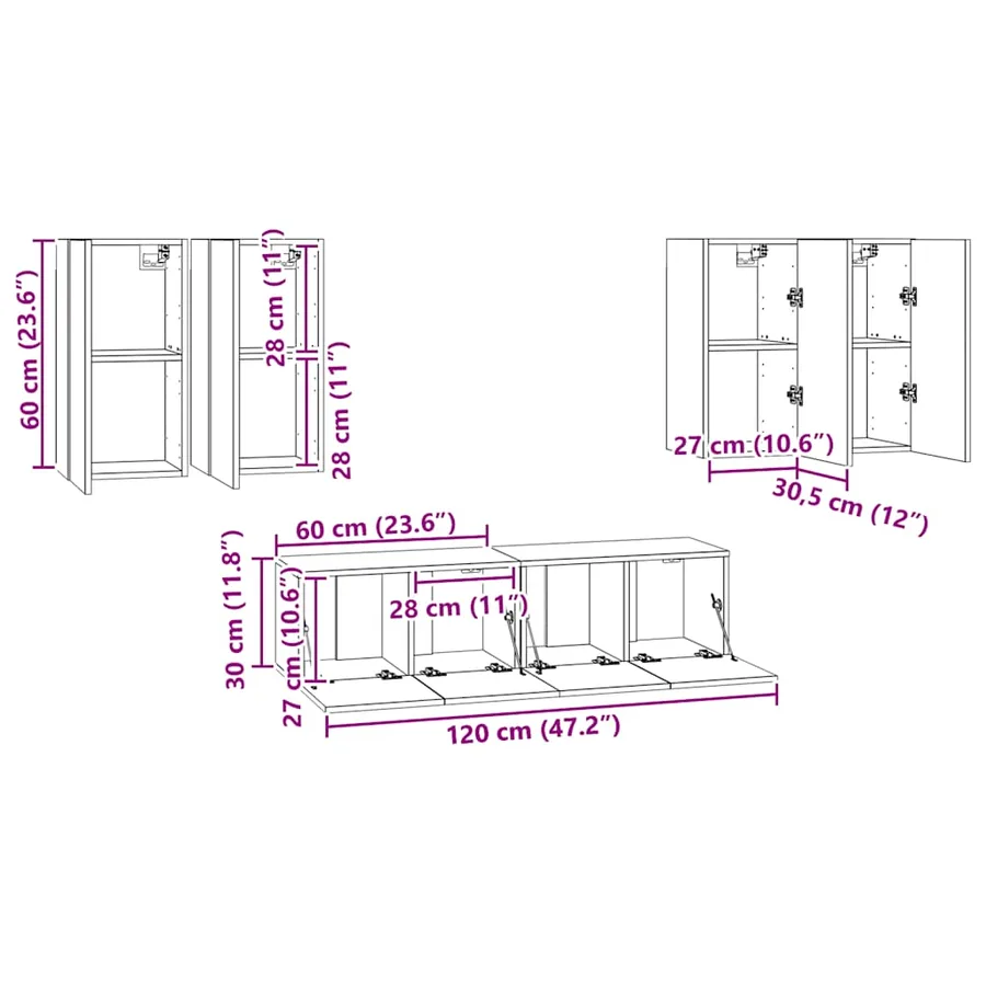 Ensemble de meubles TV 6 pcs Blanc Bois d'ingénierie - 14