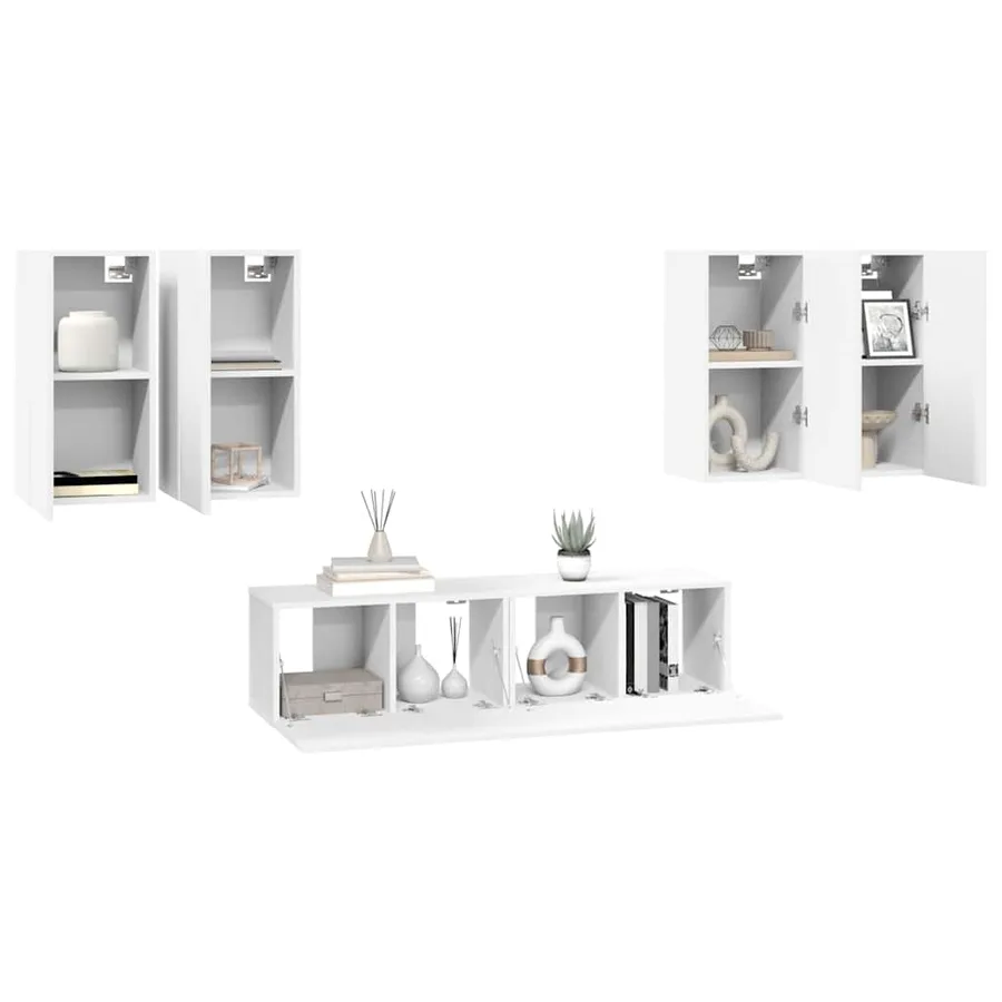 Ensemble de meubles TV 6 pcs Blanc Bois d'ingénierie - 3