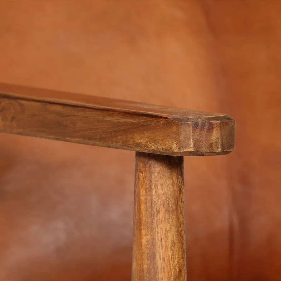 Ensemble de canapés 2 pcs Marron Cuir véritable et acacia - 10