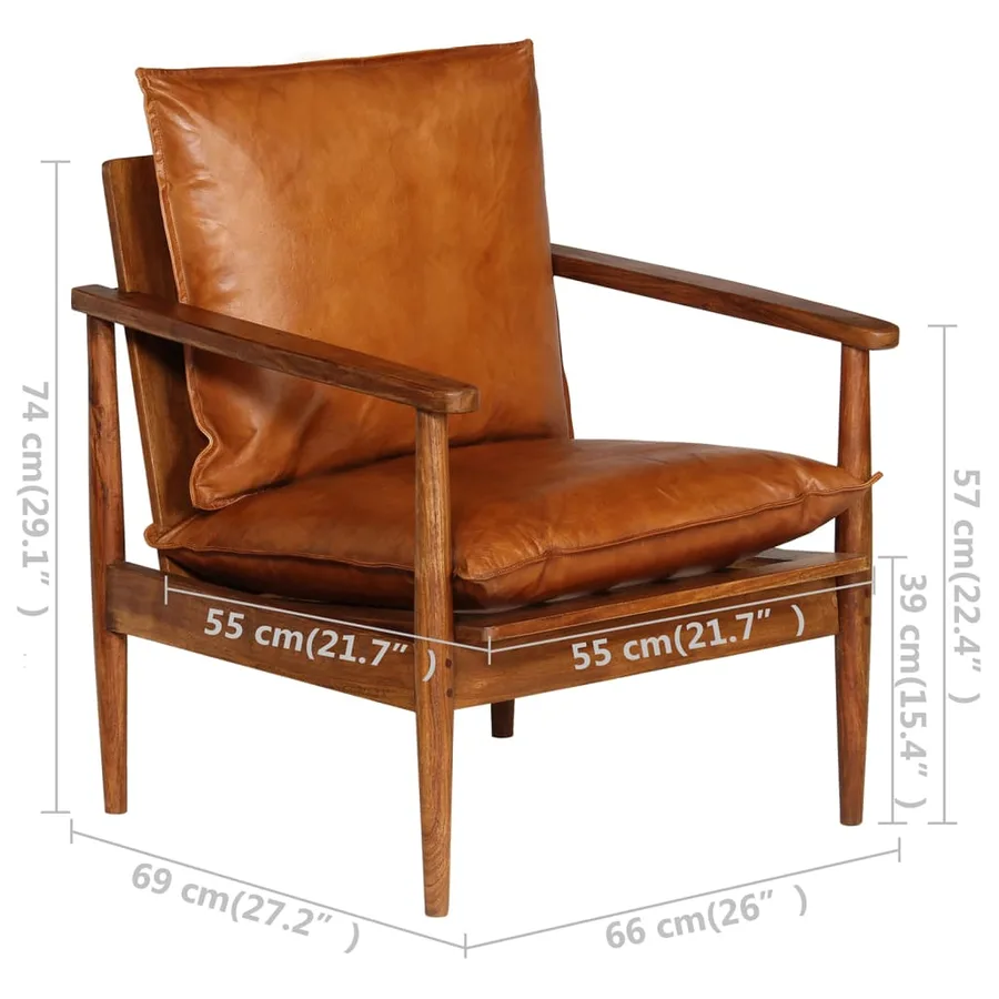 Ensemble de canapés 2 pcs Marron Cuir véritable et acacia - 12