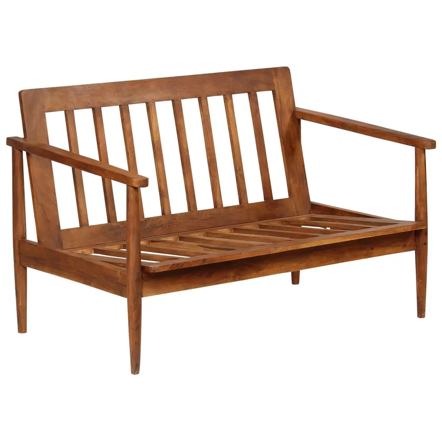 Ensemble de canapés 2 pcs Marron Cuir véritable et acacia - 3