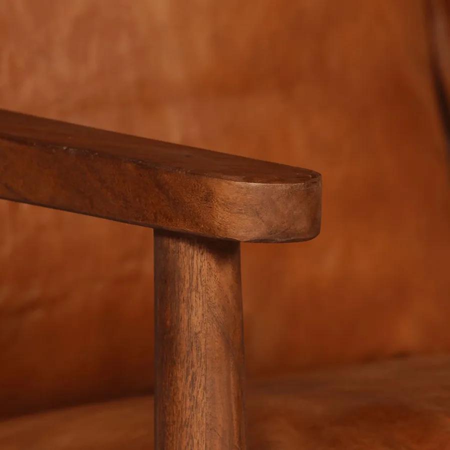 Ensemble de canapés 2 pcs Marron Cuir véritable et acacia - 6
