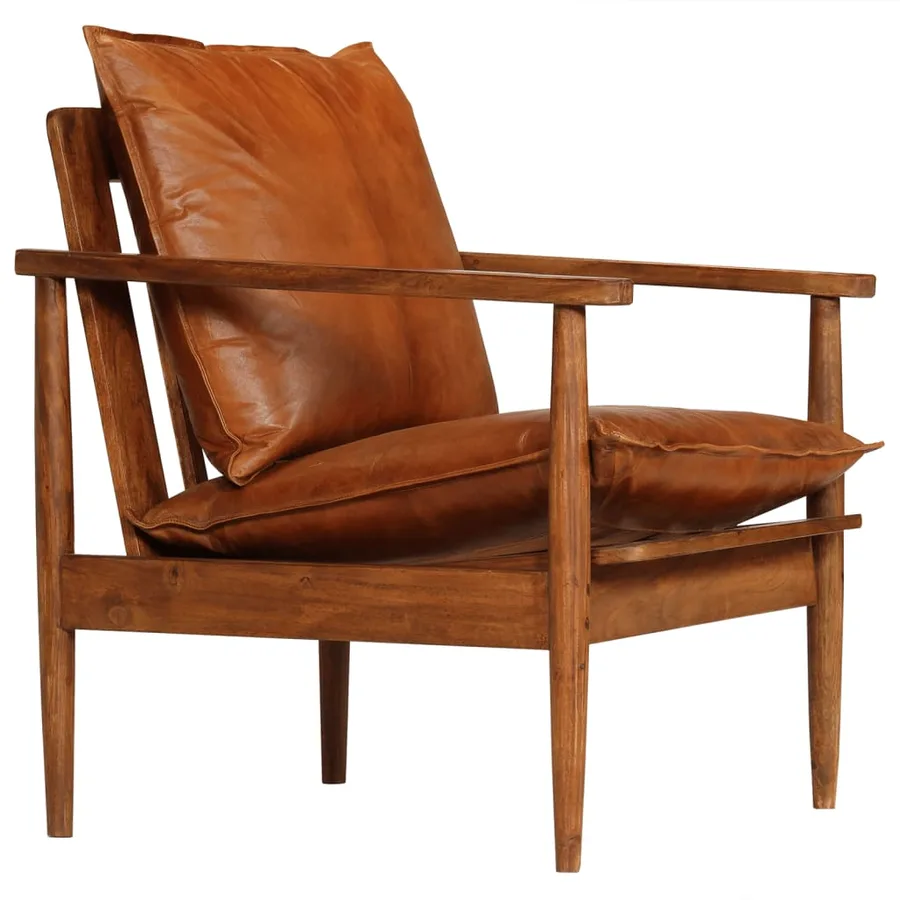 Ensemble de canapés 2 pcs Marron Cuir véritable et acacia - 7
