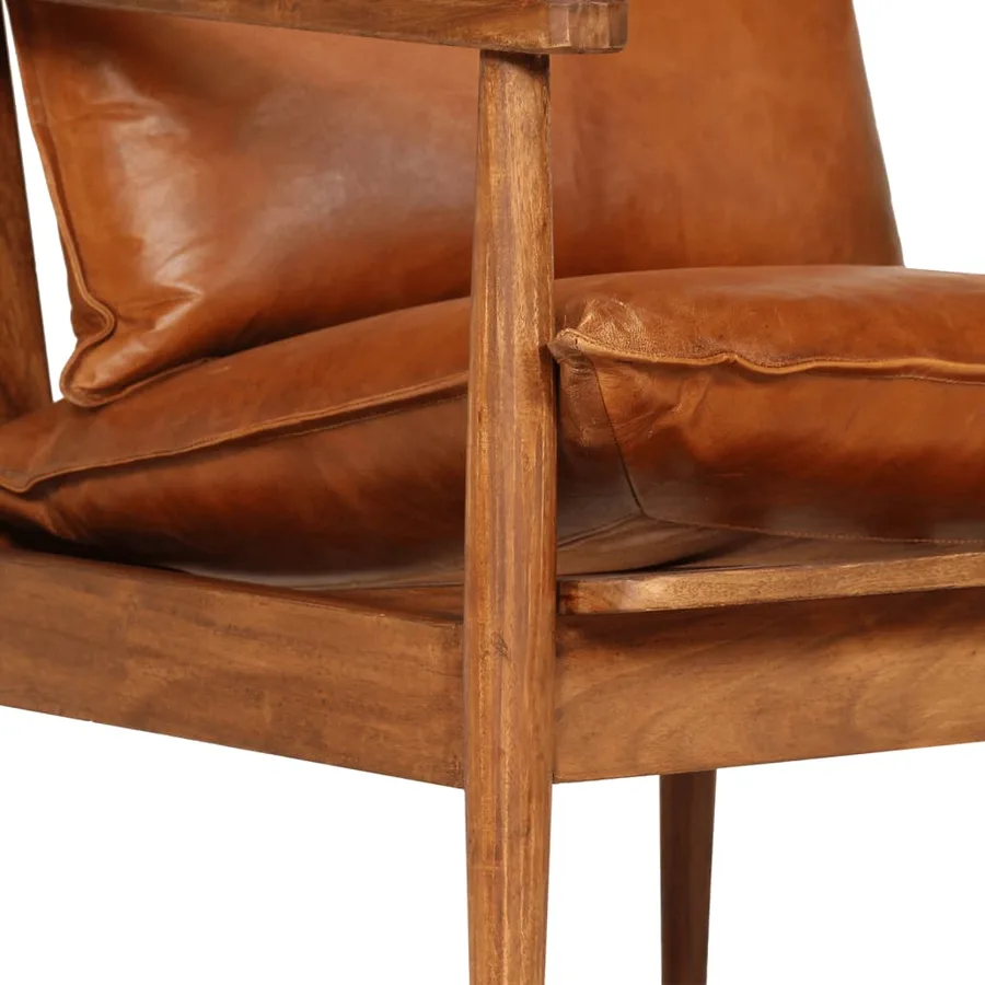 Ensemble de canapés 2 pcs Marron Cuir véritable et acacia - 9