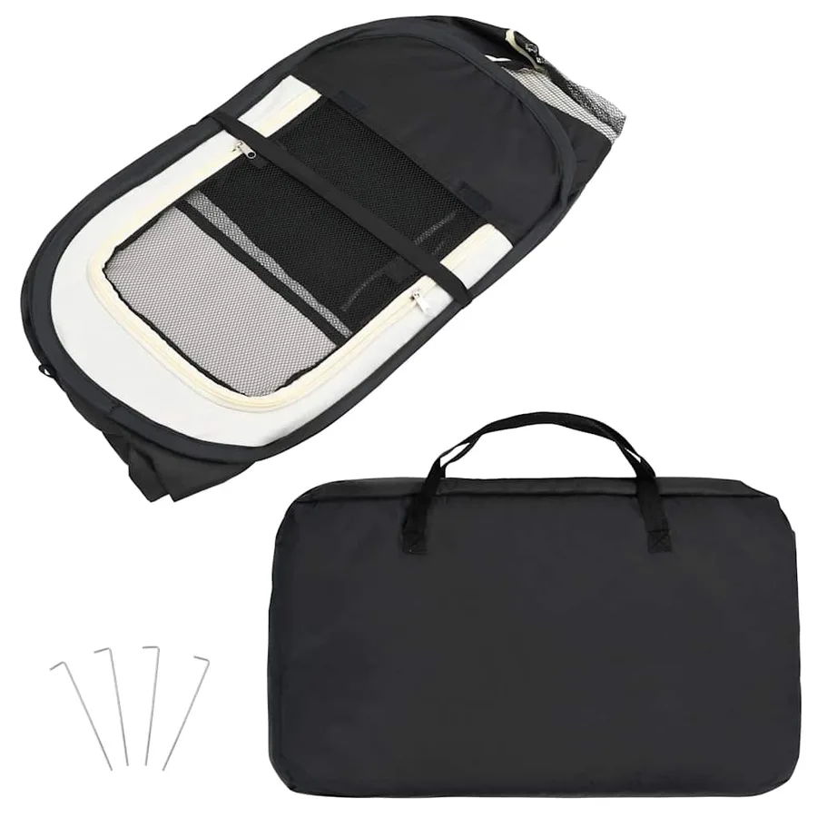 Parc pour chiens pliable avec sac de transport Noir 90x90x58 cm - 11