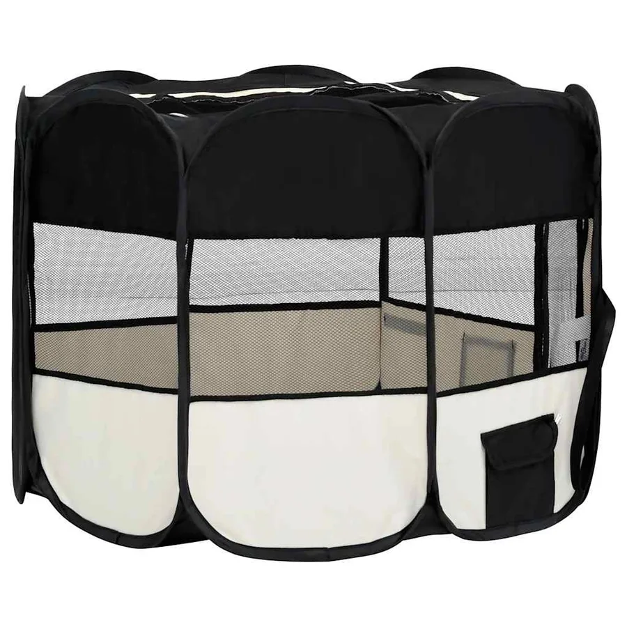 Parc pour chiens pliable avec sac de transport Noir 90x90x58 cm - 4