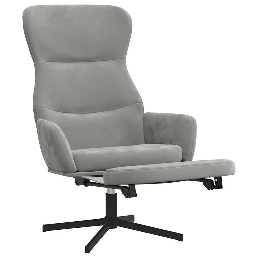 Chaise de relaxation avec repose-pied Gris clair Velours - 3