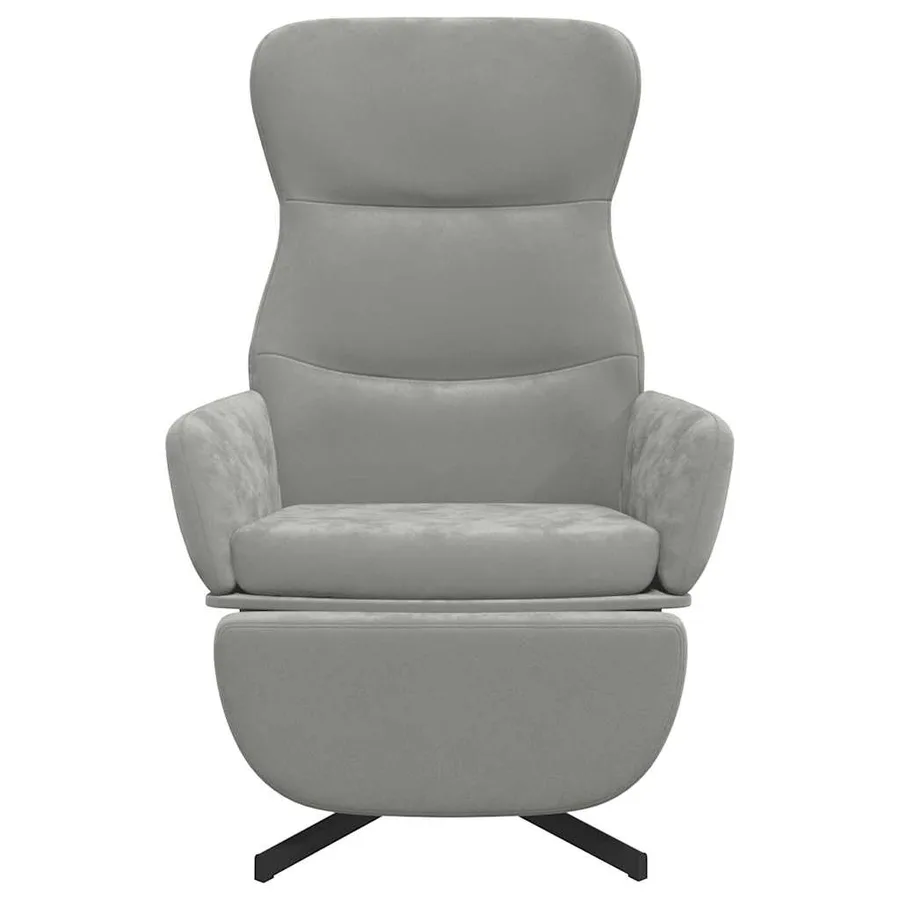 Chaise de relaxation avec repose-pied Gris clair Velours - 4