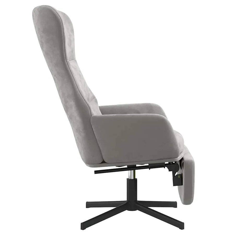 Chaise de relaxation avec repose-pied Gris clair Velours - 5