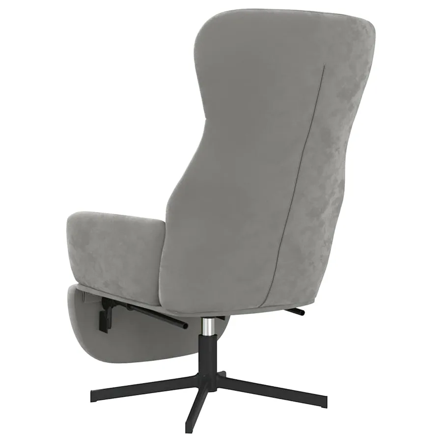 Chaise de relaxation avec repose-pied Gris clair Velours - 6