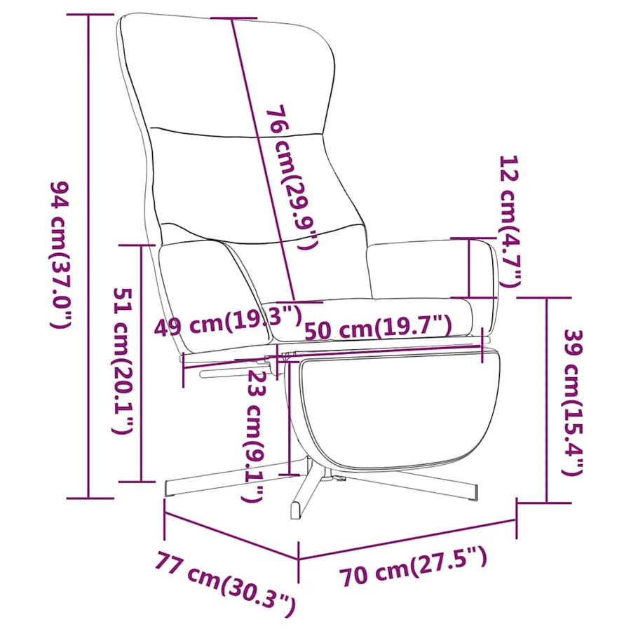 Chaise de relaxation avec repose-pied Gris clair Velours - 9