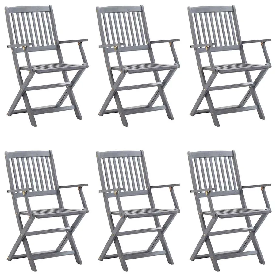 Chaises pliables d'extérieur lot de 6 et coussins Bois d'acacia - 2
