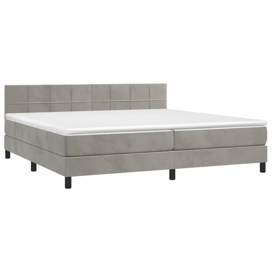 Sommier à lattes de lit avec matelas LED Gris clair 200x200 cm - 3
