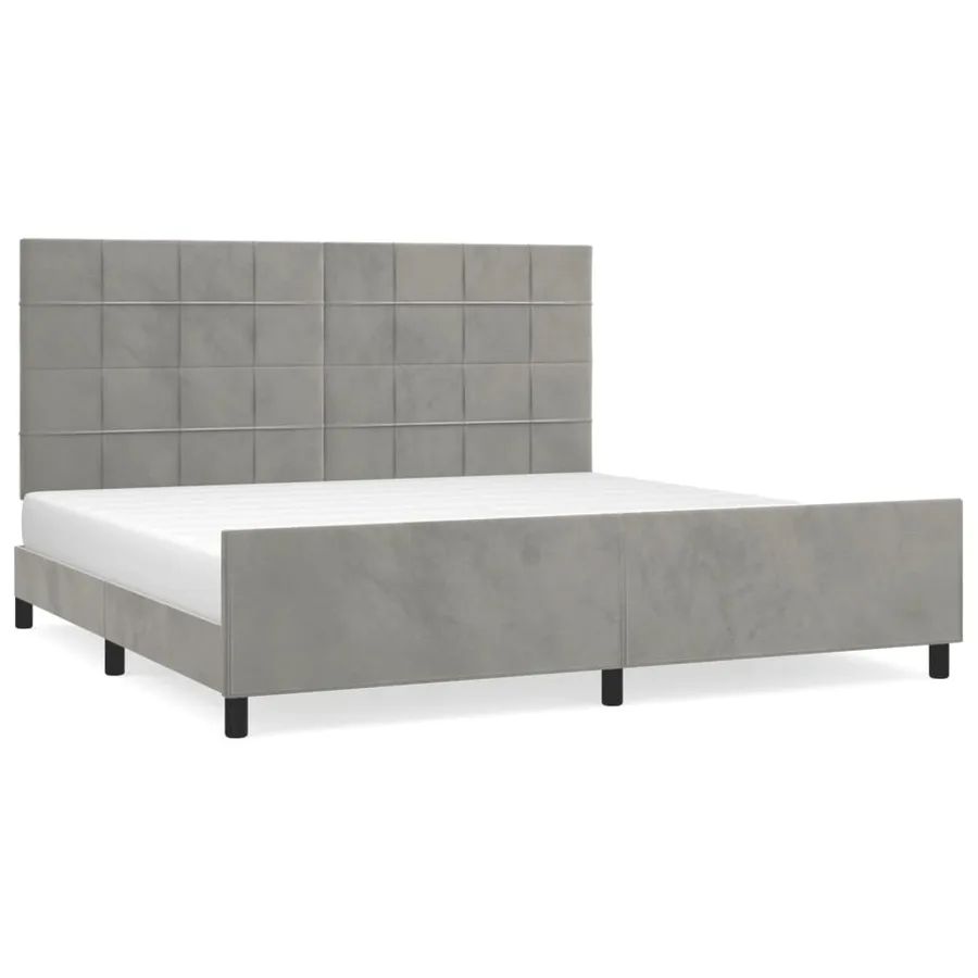 Cadre de lit sans matelas gris clair 200x200 cm velours - 2