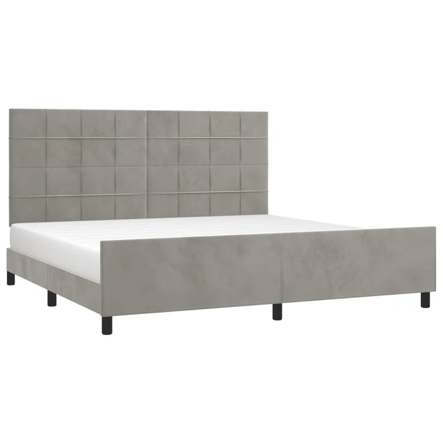 Cadre de lit sans matelas gris clair 200x200 cm velours - 3