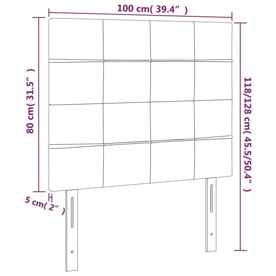Tête de lit Gris clair 100x5x118/128 cm Velours - 8