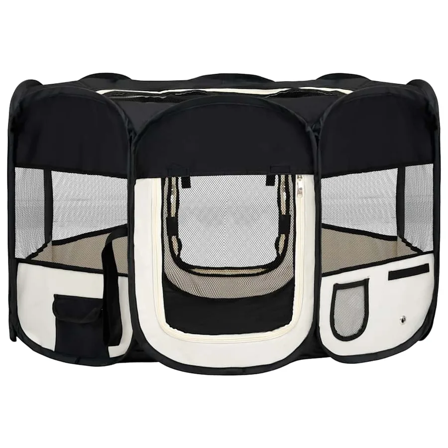 Parc pliable pour chien avec sac de transport Noir 125x125x61cm - 2
