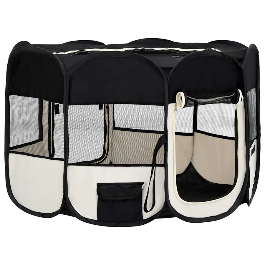 Parc pliable pour chien avec sac de transport Noir 125x125x61cm - 3
