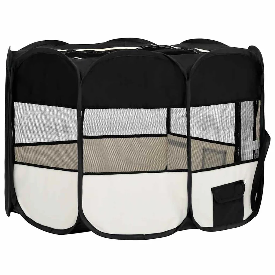 Parc pliable pour chien avec sac de transport Noir 125x125x61cm - 4