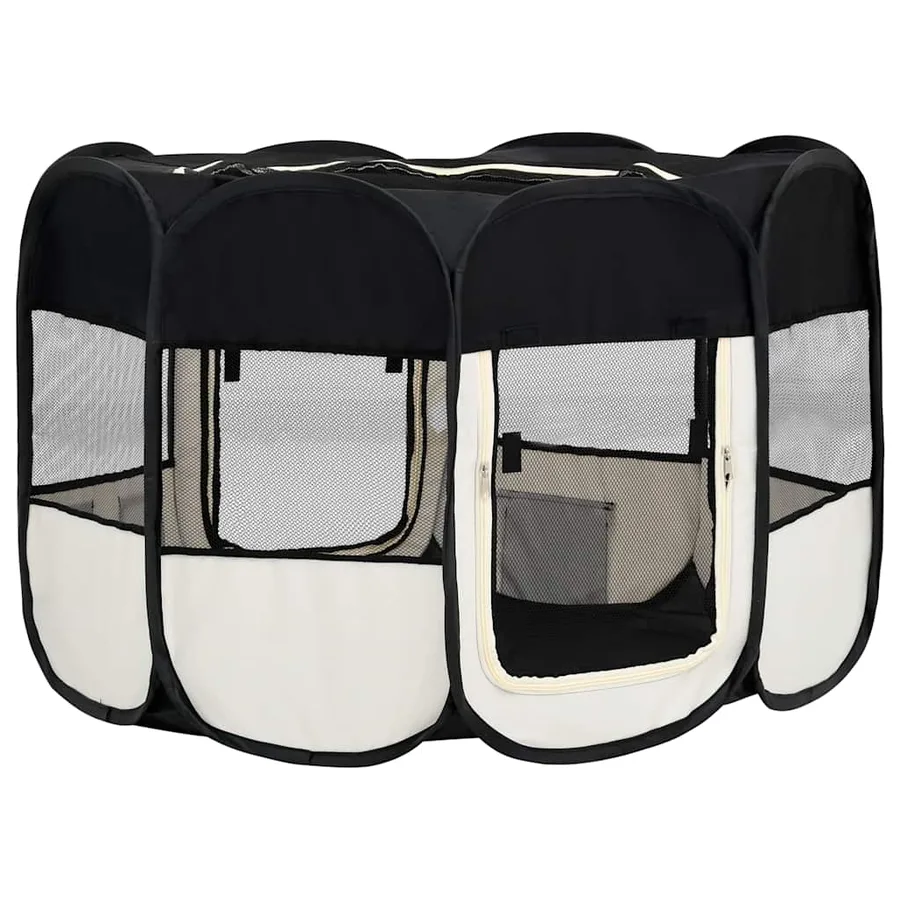 Parc pliable pour chien avec sac de transport Noir 125x125x61cm - 5