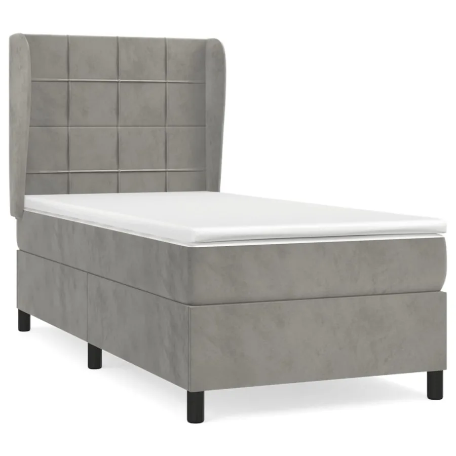 Sommier à lattes de lit et matelas Gris clair 100x200cm Velours - 2