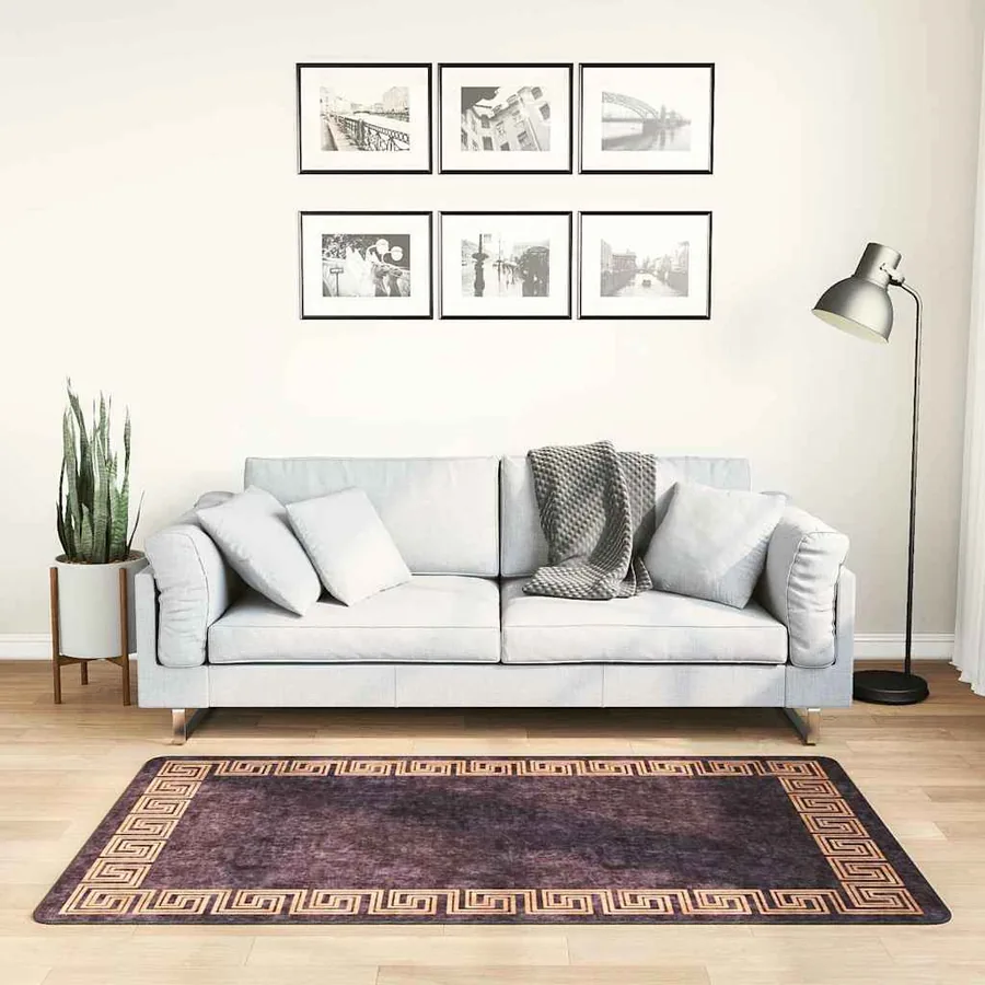 Tapis lavable 80x150 cm Noir et doré