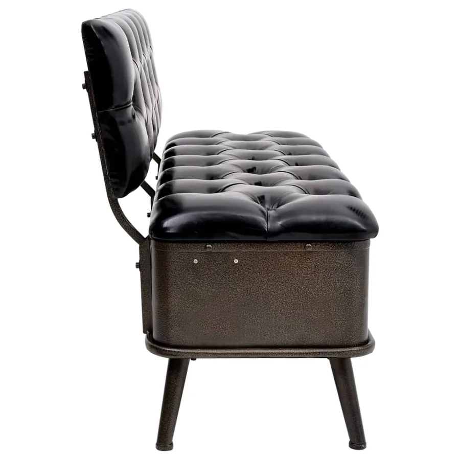 Banc de rangement avec dossier 110 cm Noir Similicuir - 4