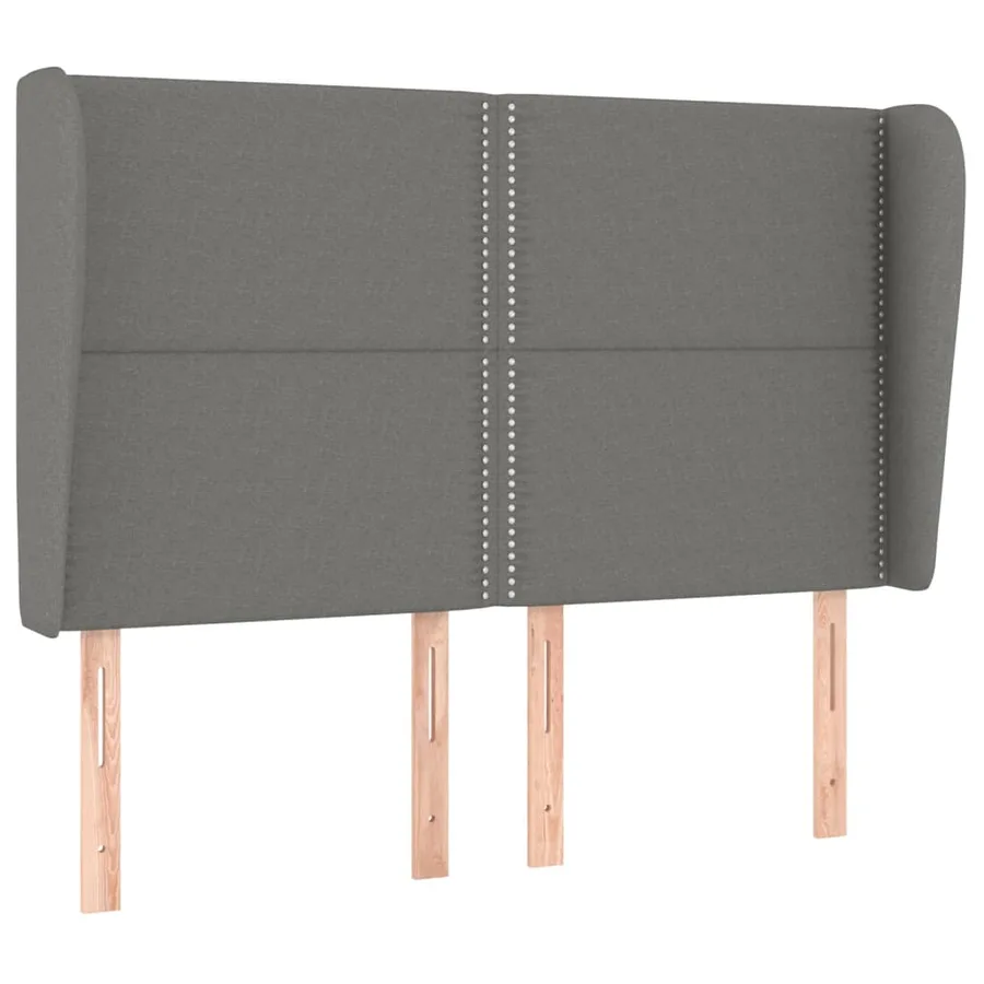 Tête de lit avec oreilles Gris foncé 147x23x118/128 cm Tissu - 2