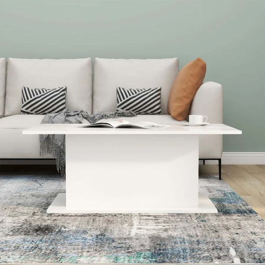 Table basse blanc 102x55,5x40 cm bois d'ingénierie - 3