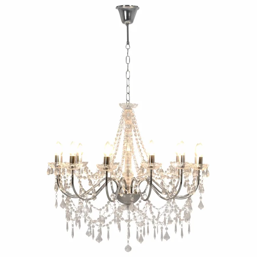 Lustre avec perles Argenté 12 ampoules E14 - 2