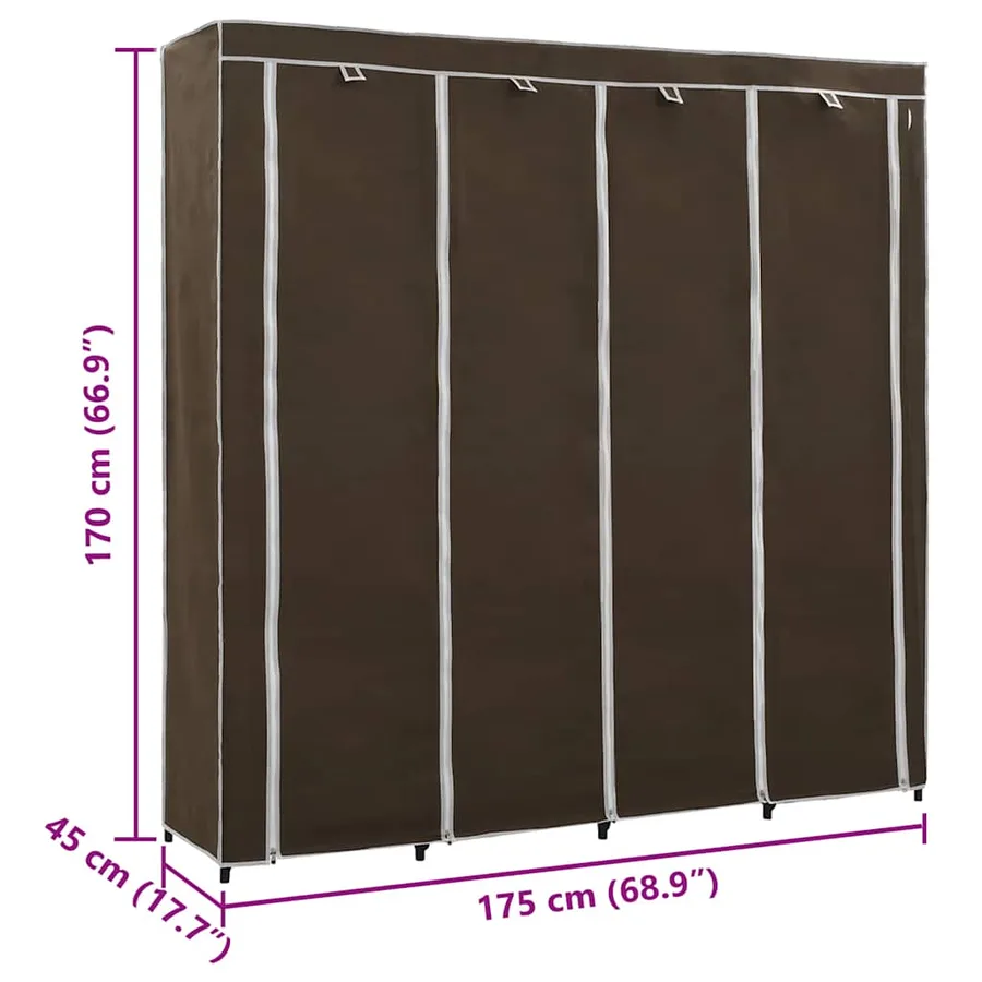 Garde-robe avec 4 compartiments Marron 175x45x170 cm - 8