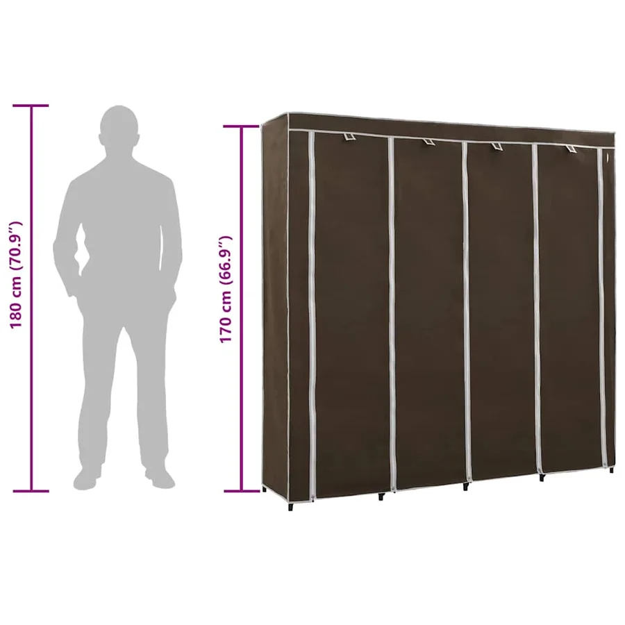 Garde-robe avec 4 compartiments Marron 175x45x170 cm - 9