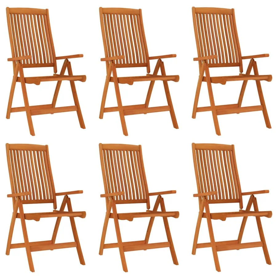 Chaises de jardin pliables lot de 6 Bois d'eucalyptus massif - 2