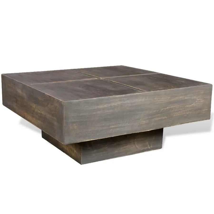 Table basse carrée Marron foncé Bois massif de manguier - 3