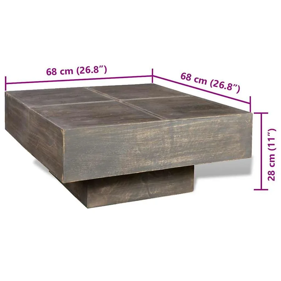 Table basse carrée Marron foncé Bois massif de manguier - 5