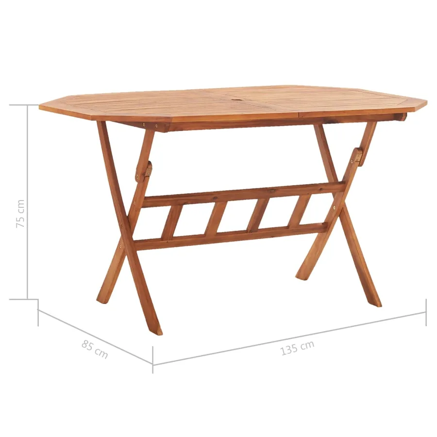 Table pliable de jardin 135 x 85 x 75 cm Bois d'acacia massif - 8