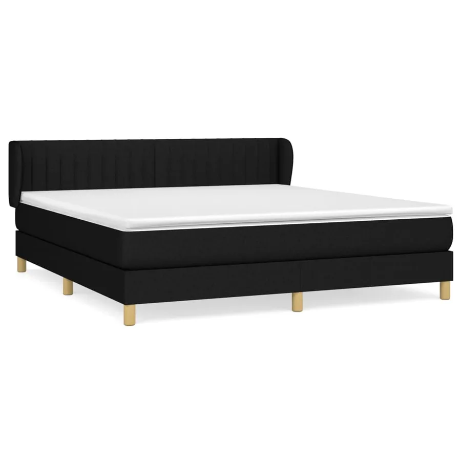 Sommier à lattes de lit avec matelas Noir 160x200 cm Tissu - 2