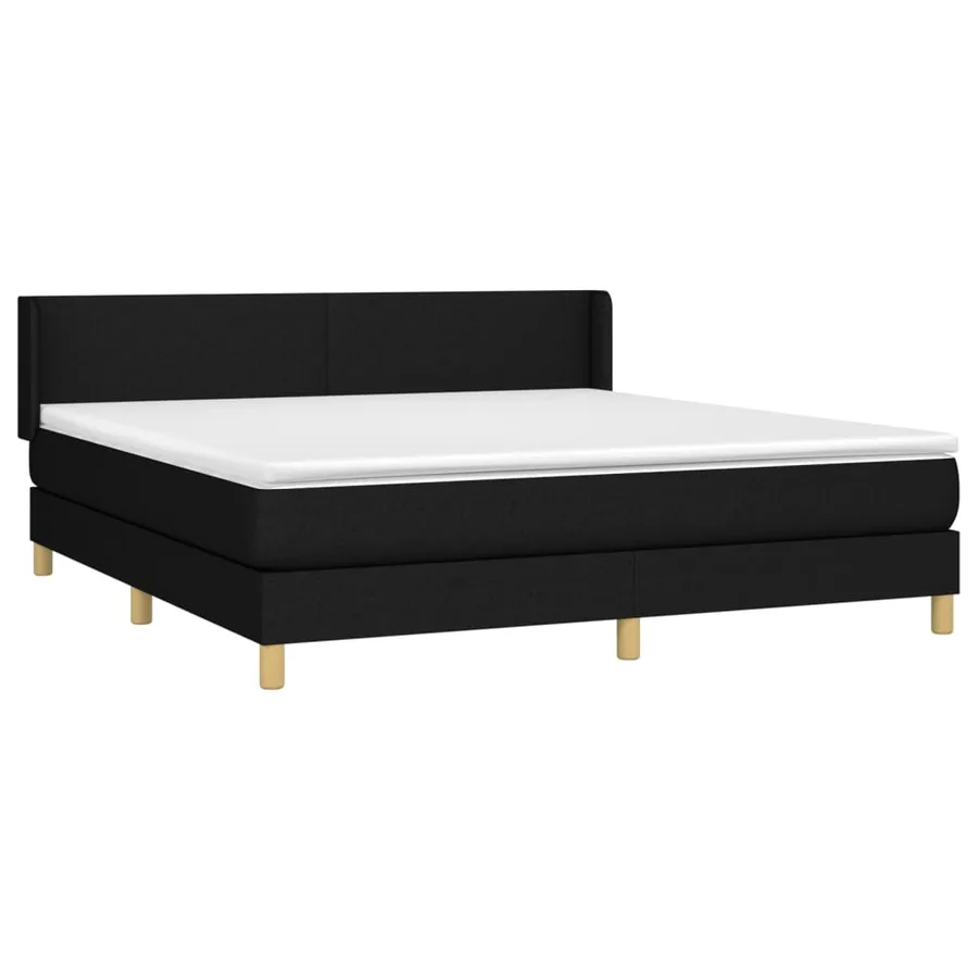 Sommier à lattes de lit avec matelas Noir 160x200 cm Tissu - 3