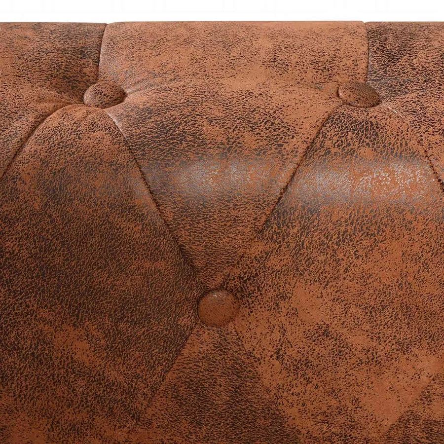 Canapé d'angle Chesterfield 6 Places Cuir artificiel Marron - 6