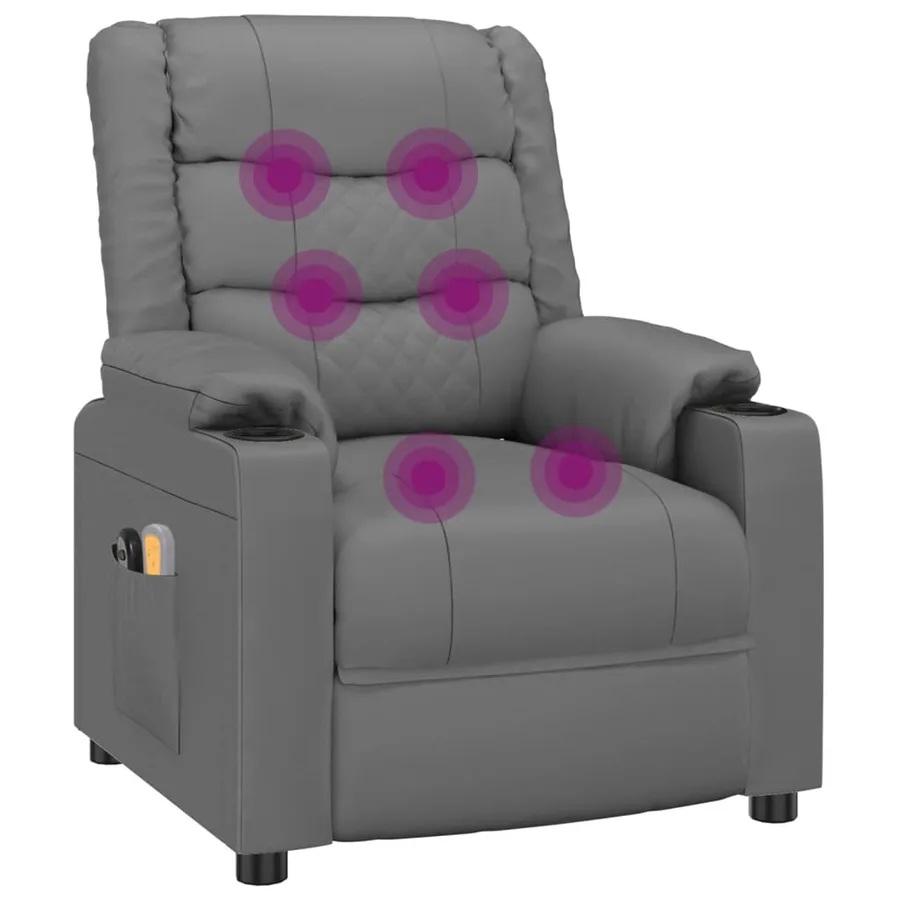 Fauteuil de massage électrique Gris Similicuir - 8