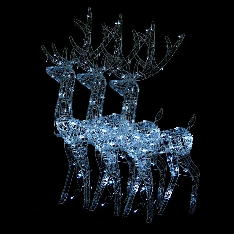 Décorations de Noël de renne Acrylique 3 pcs 128 cm Blanc froid - 2