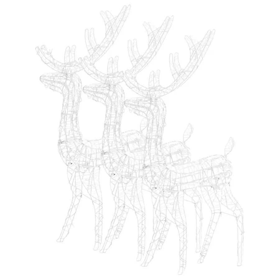 Décorations de Noël de renne Acrylique 3 pcs 128 cm Blanc froid - 4