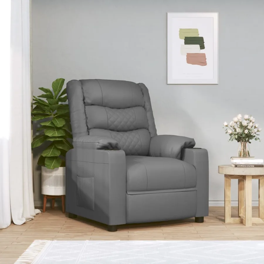 Fauteuil inclinable électrique Gris Similicuir