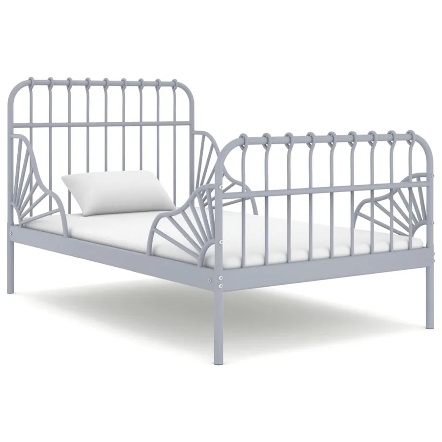 Cadre de lit extensible Gris Métal 80x130/200 cm