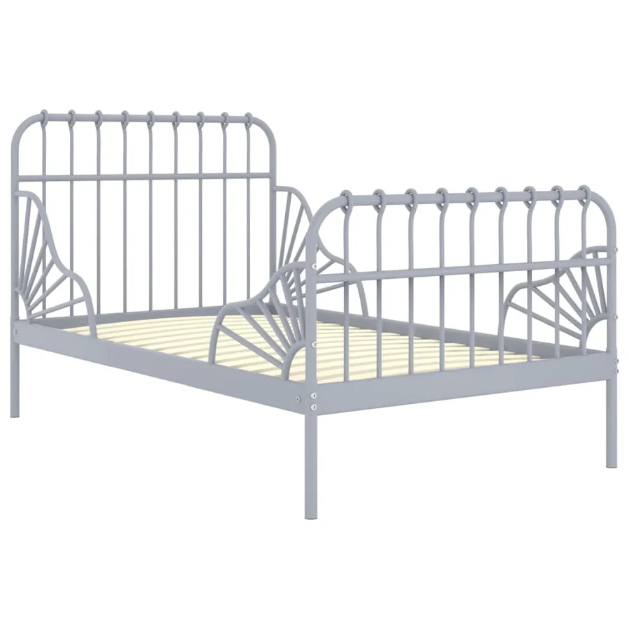 Cadre de lit extensible Gris Métal 80x130/200 cm - 2